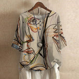 Lily | Laternenärmel Blumenmuster Bluse – Beige