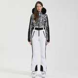 Einteiliger Skianzug für Damen | Wintersportbekleidung – Schwarz / Weiß 1