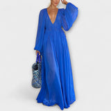 Marienna – Maxikleid mit kunstvollem Faltenfall – Blau