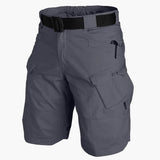 Outdoor-Shorts für Herren mit Multifunktionstaschen und Gürtel – Grau