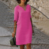 Vondra – Elegantes knielanges Kleid – Fuchsia