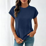 Elara™ T-Shirt Mit Leichtem Fall und Minimalistischem Design – Dunkelblau