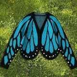 Cardigan Farfallia™ aus strukturiertem Strick mit Schmetterlingsflügel-inspiriertem Design – Blau