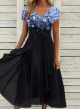 Carissa - Chiffonblusenkleid für Frauen – Blau Schwarz