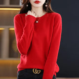 Stefani - Kaschmirpullover mit Rundhalsausschnitt – Rot