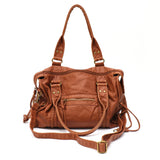 Vintage Vegan Schultertasche – Elegante Damen Crossbody Bag aus Eco-Leder – HELLBRAUN
