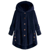 Stylische Fleece Jacke für Damen | Mit Kapuze – Marineblau
