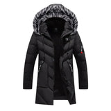 Herren Winterjacke | Langer Steppmantel Mit Kapuze – Schwarz