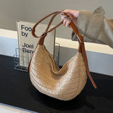 Damen Strohtasche Sommer – Handgemachte Boho Strandtasche mit Reißverschluss – Braun