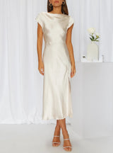 Harmony - Elegantes Slik-Kleid – Champagner