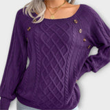Amalia | Strickpullover mit raffinierten Knopfdetails – Lila