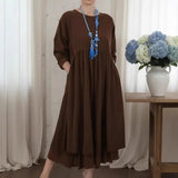 Delmara™ Kleid mit Lockerer Passform und Minimalistischem Stil – Braun
