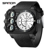 SANDA 6237 Herren Elektronische Uhr – Multifunktionale Sportuhr Wasserdicht Mit Nachtsicht & Dualanzeige – Schwarz Weiß