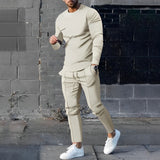 Herren Set | zweiteiliges Outfit mit Oberteil und Unterteil – Beige