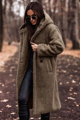 Bridgette - Teddy Jacke Plüsch Pelzmantel – Braun-grau