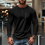 Northline™ Langarmshirt Mit Henley-Kragen und Figurbetonter Passform – Schwarz