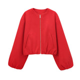 Damen Jacke | Kurze Ausführung mit Reißverschluss – Rot