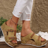 Coraline™ Leder-Pantolette mit Plateau und Doppelverstellung – Beige