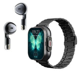 D8 TWS 2-in-1 Smartwatch mit Bluetooth Headset und Gesundheitsüberwachung für Männer und Frauen – Stahlband