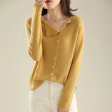 Huerta – Elegante Strickjacke Mit Knöpfen – Gelb