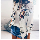 Bomberjacke mit floralem Motiv – Off-weiß