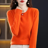 Stefani - Kaschmirpullover mit Rundhalsausschnitt – Orange