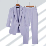 Kirsche | Passendes Blazer- und Hosen-Set – Lila