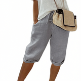 Aaliyah - Damen Shorts mit Bindegürtel – Hellgrau