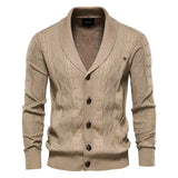 Herren-Cardigan mit Knopfleiste – Khaki