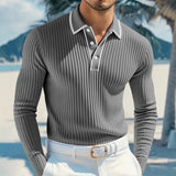 Castellan™-Poloshirt mit Langen Ärmeln, Kontrastierendem Kragen und Hochwertiger Verarbeitung – Grau