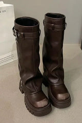 Shana – Kniehohe Lederstiefel – Braun
