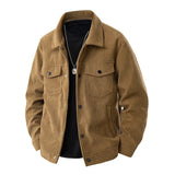Herren-Cordjacke im langen schnitt | strukturdesign – Braun