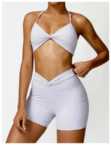 Modische Yoga Shorts Für Fitness & Outdoor Aktivitäten – Grau Lila