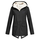 Damen Winter Wasserdichter Trenchcoat | Mit Kapuze – Schwarz