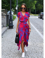Lauraine - Bequemes Strandkleid mit Print – Rot/Blau