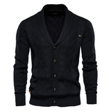 Waldemar - Herren-Cardigan mit Knopfleiste – Schwarz