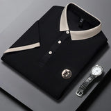 Angan – Elegantes Zweifarbiges Polohemd – Schwarz