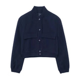 Bettina Blousonjacke Kurz mit Pattentaschen – Marineblau