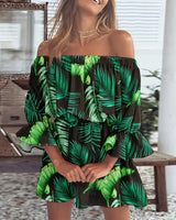 Carmelia – Stilvolles schulterfreies Minikleid – Grün