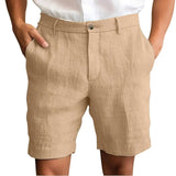Calen - Schmal geschnittene Leinen-Shorts – Khaki