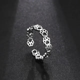 Verstellbarer Edelstahl-Pfotentattoo-Ring – Stilvoller Schmuck für Tierliebhaber – Sterling Silber