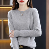 Stefani - Kaschmirpullover mit Rundhalsausschnitt – Grau