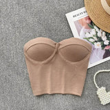 Bustier-Top mit Rippstruktur und geformten Cups für Damen – Khaki