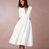 Diana - Midikleid mit V-Ausschnitt – Weiß