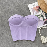 Bustier-Top mit Rippstruktur und geformten Cups für Damen – Lila