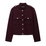 Christa Kurzjacke Military-Stil – Weinrot