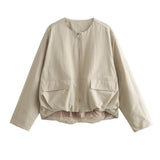 Bea Kurzjacke Rundhals mit Reißverschluss – Khaki