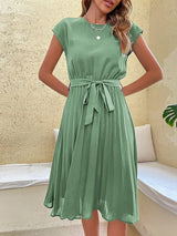 Damen Kurzarm Sommer Midi Etui Kleid – Minzgrün