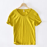 Boris V-Ausschnitt T-Shirt – Gelb