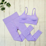 Fitness Set Für Frauen: Atmungsaktives Top, Sport-BH & Leggings für Yoga & Gym – Lila set